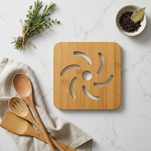 Wooden Bamboo Pot Mat | Spiral Design Heat-Resistant Trivet & Table Coaster | Eco-Friendly Hot Pot Stand for Kitchen & Dining
