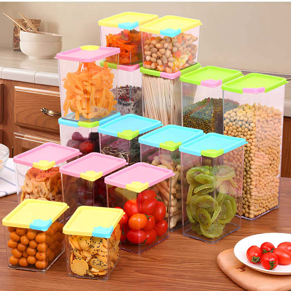 Easy Flow Cereal Dispenser Storage Containers Set of 3 | Airtight Kitchen Jars for Rice, Pasta & Pulses (400ml, 600ml, 800ml)