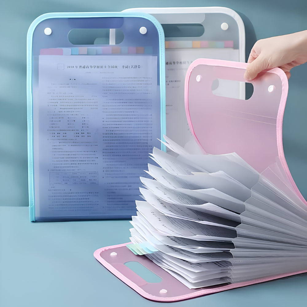 13 Pocket Expanding File Folder | Portable A4 Document Organizer with Handle for Office, School & Home Use,multi color 1 pcs