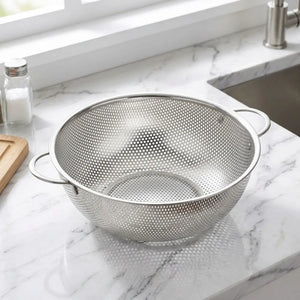 Stainless Steel Kitchen Strainer with Handle | Mesh Colander for Washing Rice, Vegetables, Fruits & Pasta