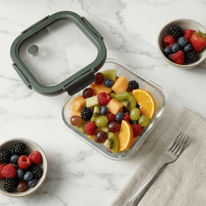 800ml Premium Square Borosilicate Glass Container | Vented Glass Lid Fresh-Air Circulation