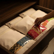 Cotton Saree Storage Bags | Large 16x14 Inch Clothes Organizer with Zip Closure & Transparent Window for Wardrobe