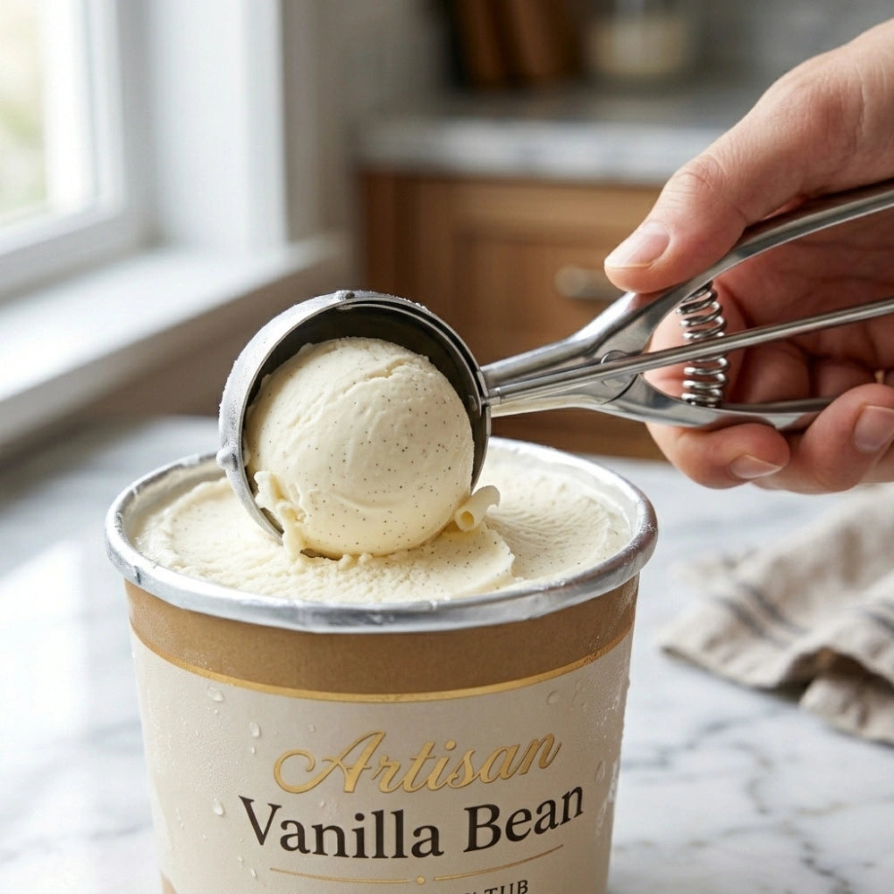Stainless Steel Ice Cream Scoop Spoon | Heavy-Duty Ice Cream Serving Scoop for Gelato, Sorbet & Cookie Dough