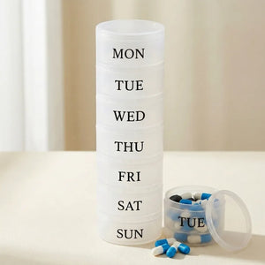 7-Day Weekly Pill Organizer Box | 3 & 4 Compartments Per Day | Portable Medicine Tablet Storage Case with Removable Boxes