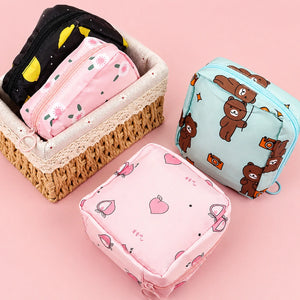 Sanitary Pad Storage Bag Portable Period Pouch Menstrual Organizer with Zipper multicolor