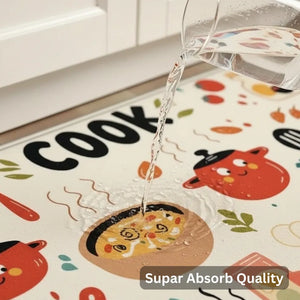 2-Piece “Cook” Kitchen Mat Set | Waterproof Non-Slip Anti-Fatigue Cushioned Rugs for Kitchen Floor & Standing Comfort