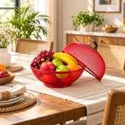 Apple Shape Fruit Basket with Lid Net Cover | Large Stainless Steel Food Storage Basket for Fruits & Vegetables, Protective Mesh Cover for Kitchen & Dining