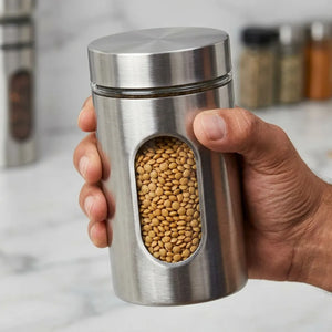 550ml Airtight Glass Storage Jar with Stainless Steel Lid | Clear Food Storage Canister for Kitchen