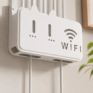 Self-Adhesive WiFi Router Storage Box, Wall Mount Router Holder, Router & Setup Box Storage Shelf with Cable Management, Floating WiFi Stand for Wall, Home & Office
