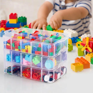 3 Layer Transparent Jewelry Storage Box with 18 Grids | Portable Makeup & Earring Organizer Case with Removable Dividers