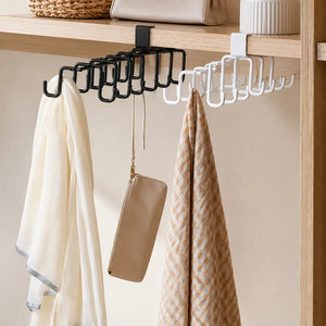 Double Row Cup Holder Rack with 12 Hooks | Metal Under Cabinet Mug & Coffee Cup Hanging Organizer | Kitchen Towel Holder