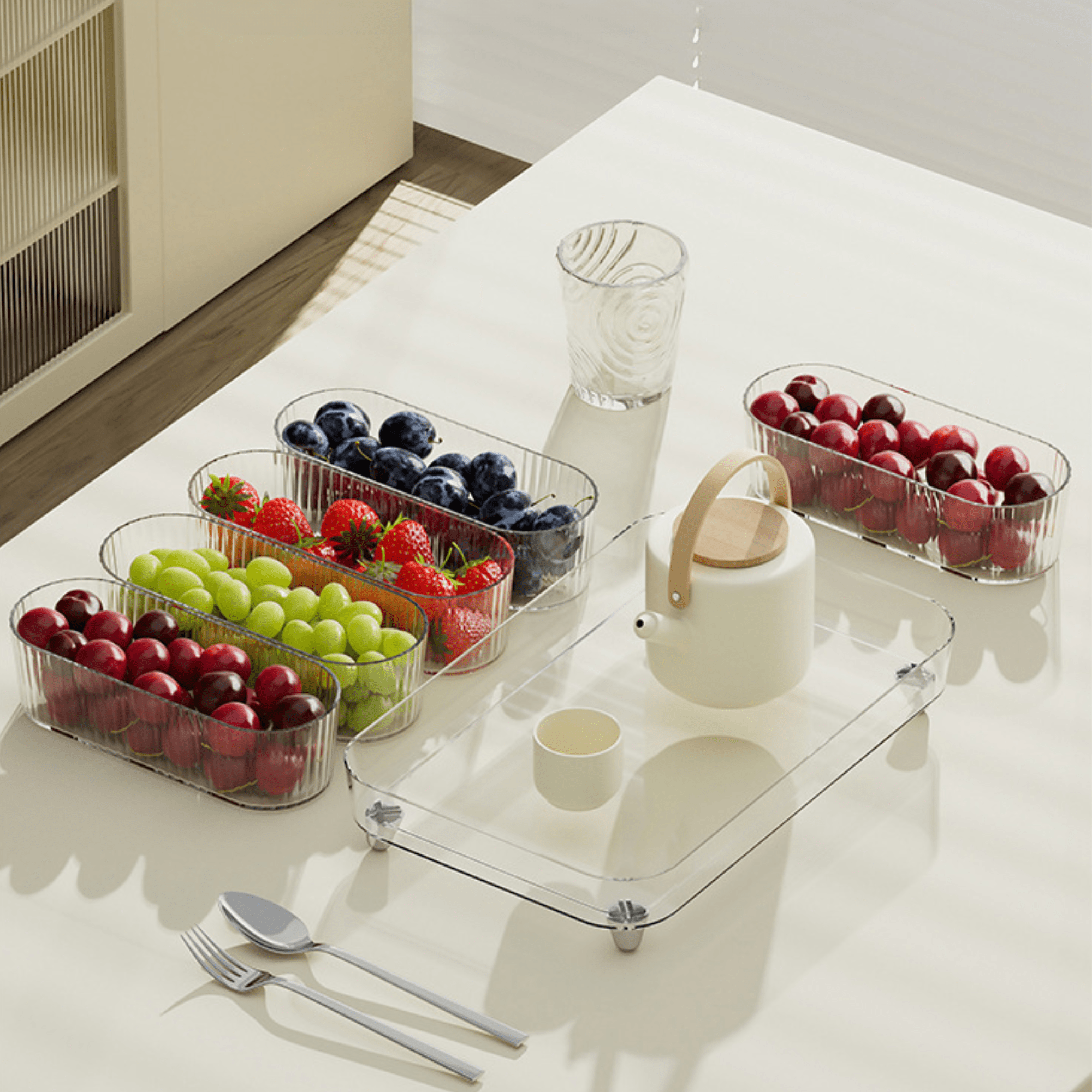 4-Compartment Snack Tray with Lid | Portable Fruit & Kids Lunch Organizer
