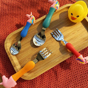 Unicorn Baby Feeding Spoon & Fork Set | Silicone Handle Stainless Steel Cutlery for Babies, Toddlers & Kids | BPA-Free Self Feeding Tableware
