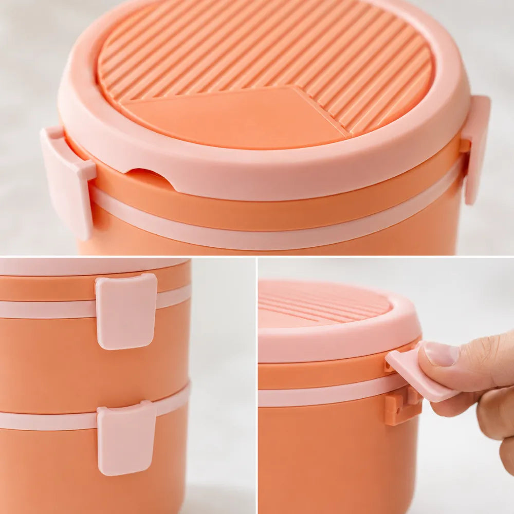 2-Layer Portable Lunch Box | Large Plastic Bento Box | Reusable Food Storage Container for Office, School & Travel