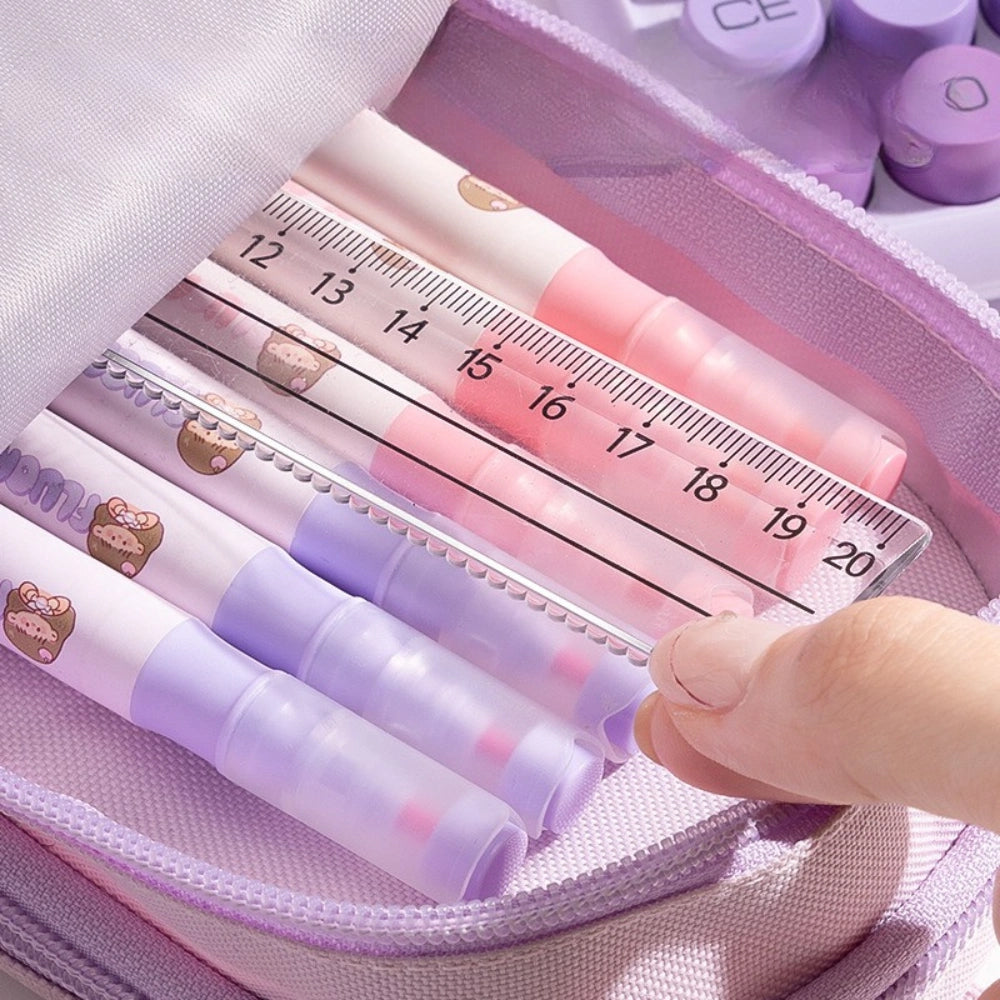 Cute 6 -Compartment Pencil Pouch for School – Large Capacity Zipper Stationery Organizer