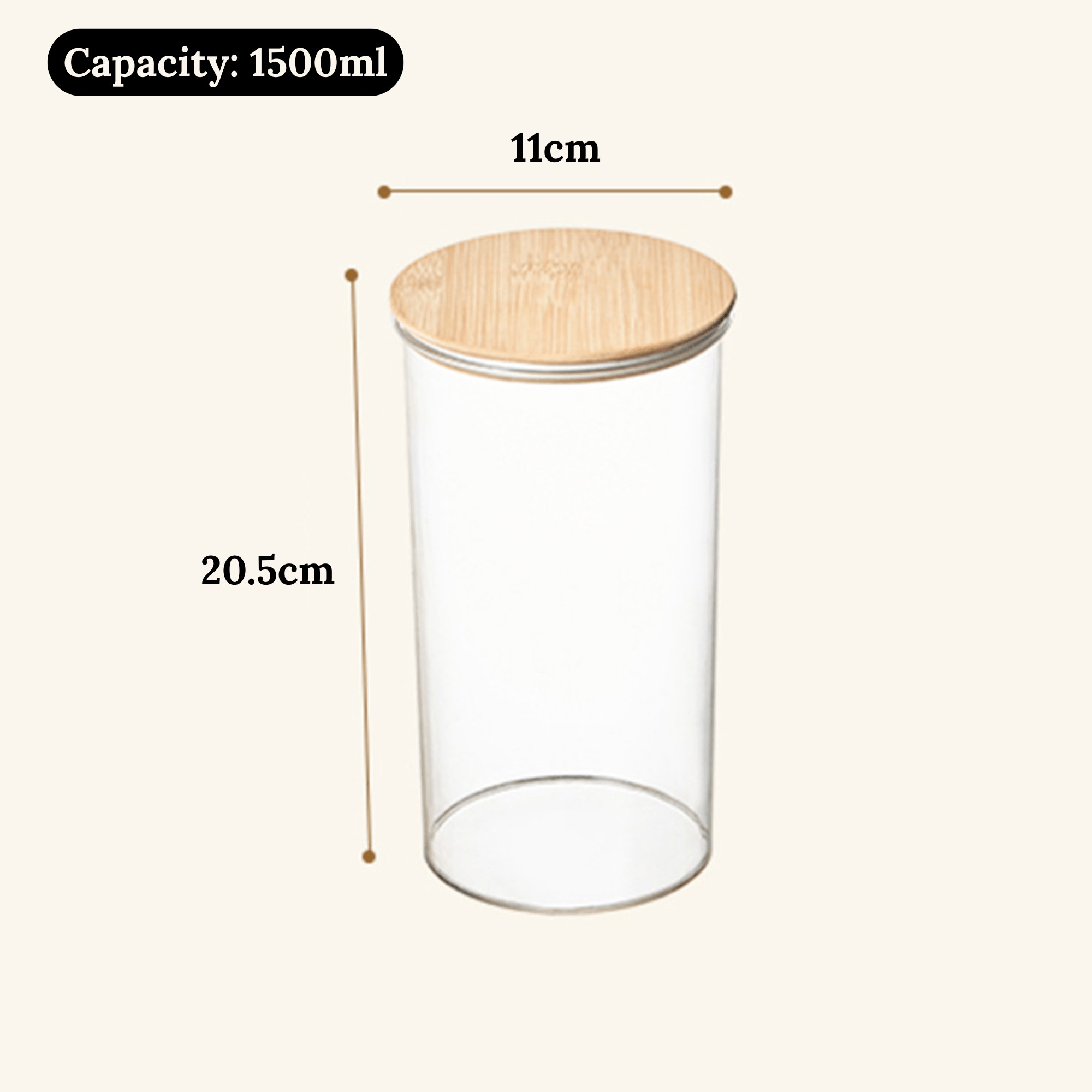 Modern Airtight Transparent Food Storage Jar with Natural Bamboo Lid | Multi-Purpose Pantry Organizer