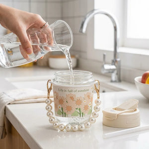 350ml Premium Clear Glass Mug with Lid & Straw | Leakproof Reusable Coffee, Juice & Smoothie Tumbler for Home, Office & Travel