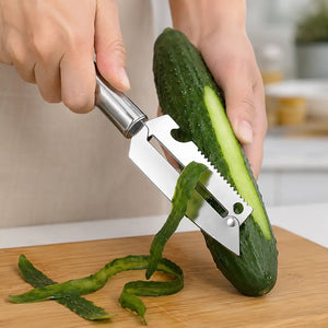 5-in-1 Stainless Steel Vegetable Peeler | Multifunction Fruit & Vegetable Peeler with Knife, Fish Scaler, Bottle Opener & Potato Eye Remover
