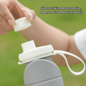 Housious® 600ml Foldable Silicone Water Bottle | Food Grade | Portable Travel Sports Bottle