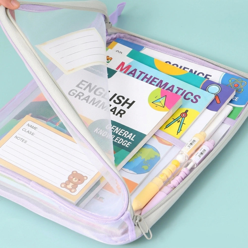 A4 Mesh Zipper Document Pouch – Transparent File Organizer Bag with 1 pcs