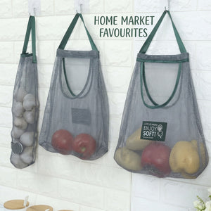 Reusable Mesh Storage Bags for Fruits & Vegetables | Washable Hanging Net Bags for Onion, Garlic & Kitchen Organization