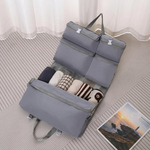 7 Pocket Wardrobe Travel Bag | Foldable Hanging Garment Organizer Duffel with Trolley Sleeve