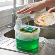Press Type Liquid Soap Dispenser with Sponge Holder | Refillable Dishwashing Pump Container