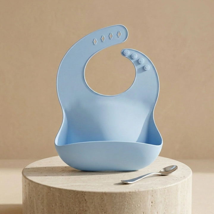 Silicone Baby Feeding Bib with Food Catcher | Waterproof Weaning Bib for Babies And Toddlers