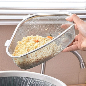 Stainless Steel Sink Corner Strainer Basket | Triangle Kitchen Sink Drain Shelf Organizer | Rustproof Corner Rack for Sponge & Scrubber Storage