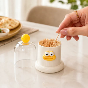 Transparent Cotton Buds & Toothpick Holder with Lid | Cotton Swab Dispenser & Bathroom Vanity Organizer for Makeup & Kitchen