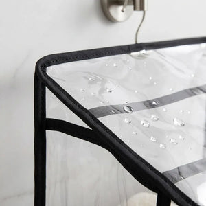 Clear PVC Hanging Storage Bag | Waterproof Bathroom Organizer with Hooks | Portable Toiletry, Laundry & Clothes Storage Bag