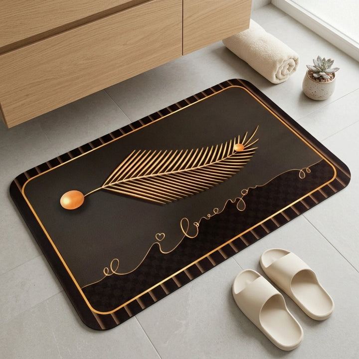 Luxury Black Gold Welcome Door Mat | Anti-Slip Floor Mat | Modern Bathroom & Entrance Rug | Soft Absorbent Home Decor Mat