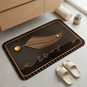 Luxury Black Gold Welcome Door Mat | Anti-Slip Floor Mat | Modern Bathroom & Entrance Rug | Soft Absorbent Home Decor Mat