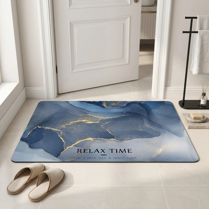 Luxury Marble Relax Time Door Mat | Anti-Slip Soft Floor Rug | Modern Bathroom & Entrance Home Decor Mat