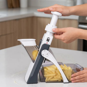 5-in-1 Adjustable Mandoline Vegetable Cutter | Stainless Steel Slicer, Chopper, Grater & French Fries Cutter with Container