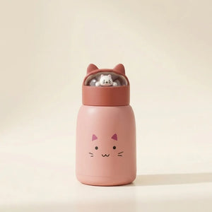 Cute Cat Kids Glass Water Bottle | Leakproof Glass Bottle with Lid | Reusable Drinking Bottle for School, Travel & Daily Use