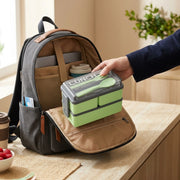 Double Layer Lunch Box with 3 Compartments, Spoon & Fork | BPA-Free Leakproof Bento Box