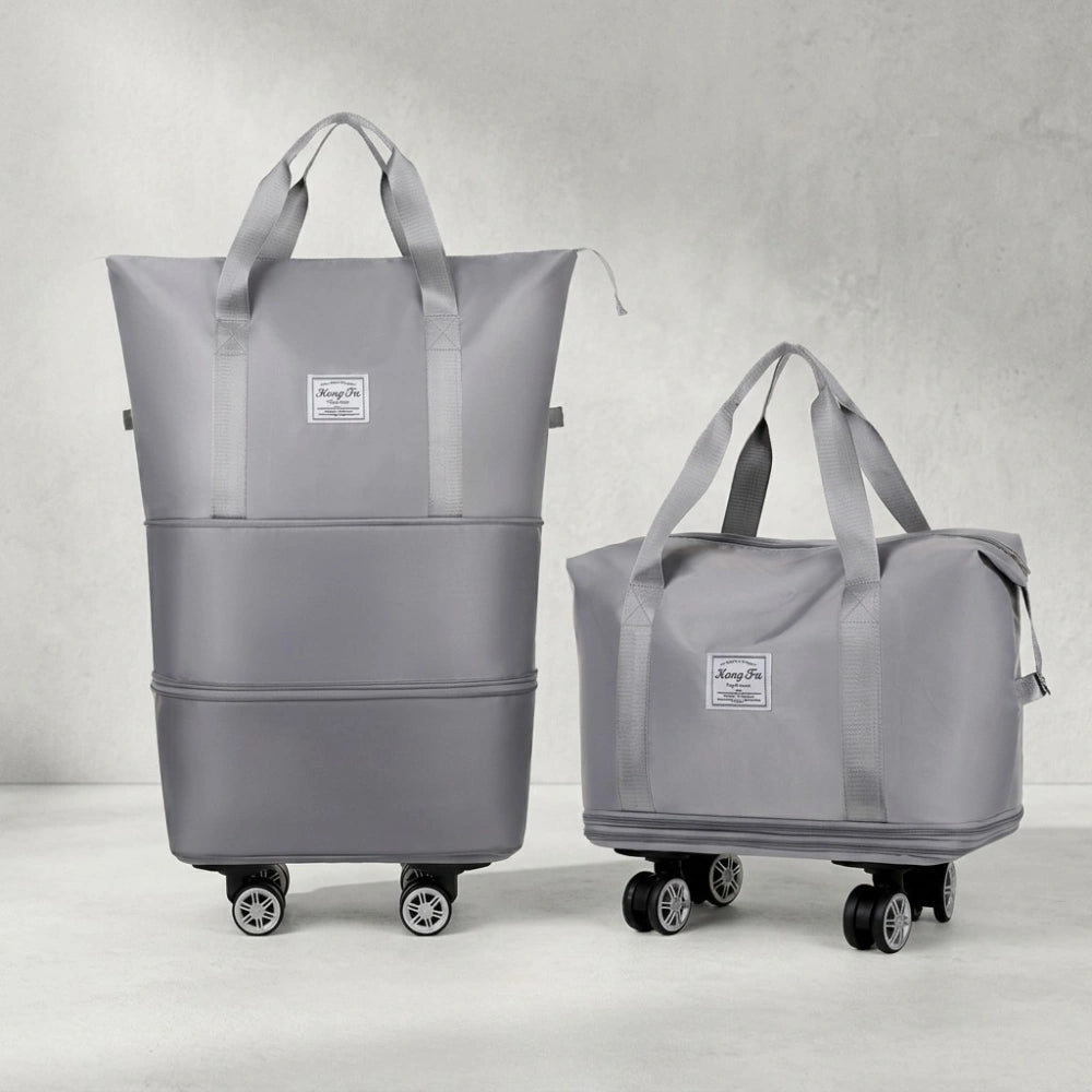 Foldable Expandable Travel Duffle Bag with Wheels – Large Capacity Rolling Trolley Weekend Bag for Travel & Luggage Storage