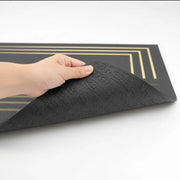 2-Piece Black & Gold Line Kitchen Mat Set | Elegant Non-Slip Oil-Proof Absorbent Anti-Fatigue Runner Rugs for Kitchen & Floor
