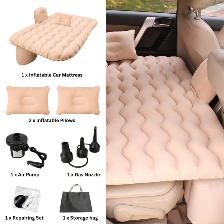 Premium Car Inflatable Bed with Electric Pump & 2 Air Pillows | Universal Back Seat Mattress for Travel, Camping & Kids