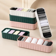 5-Grid Socks & Underwear Organizer Set | Stackable Drawer Storage Boxes | Closet Wardrobe Divider Containers (4 pcs set)