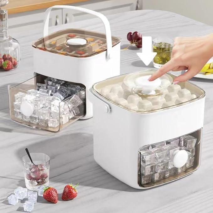 Double Layer Ice Box Ice Cube Tray Square Ice Maker