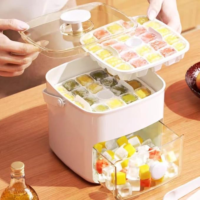Double Layer Ice Box Ice Cube Tray Square Ice Maker