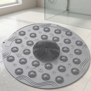 Round Non-Slip Shower Mat Massage Mat with Suction Cups and Drain Holes, PVC Washable Shower Massage Foot Pad for Kids, Adults, Elderly, Bathroom