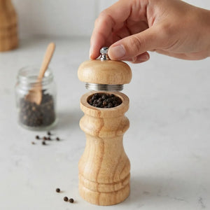5-Inch Wooden Salt & Pepper Grinder Mill | Manual Spice Crusher for Salt, Black Pepper & Seasonings | Kitchen & Dining Table