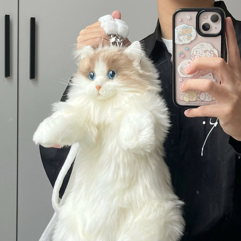 Cute 3D Ragdoll Cat Backpack Bag | Plush Stuffed Animal Shoulder Bag for Girls & Women
