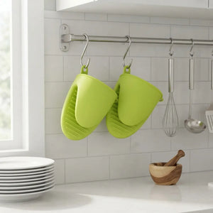 Silicone Oven Mittens (1 Pair) | Heat Resistant Baking Gloves with Finger Grip | Pot Holders for Cooking & Baking