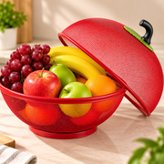 Apple Shape Fruit Basket with Lid Net Cover | Large Stainless Steel Food Storage Basket for Fruits & Vegetables, Protective Mesh Cover for Kitchen & Dining