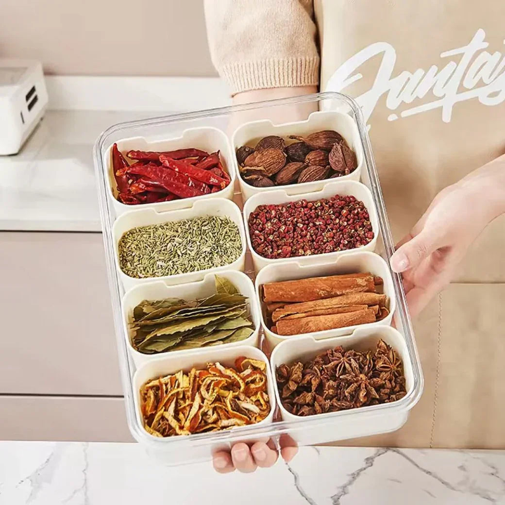 Snackle Storage Organizer – 8-Section Portable Snack Container with Adjustable Dividers - Housious