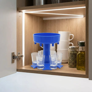6 Shot Glass Dispenser with 6 Glasses | Beverage & Drink Dispenser Holder for Home Bar, Parties & Gatherings